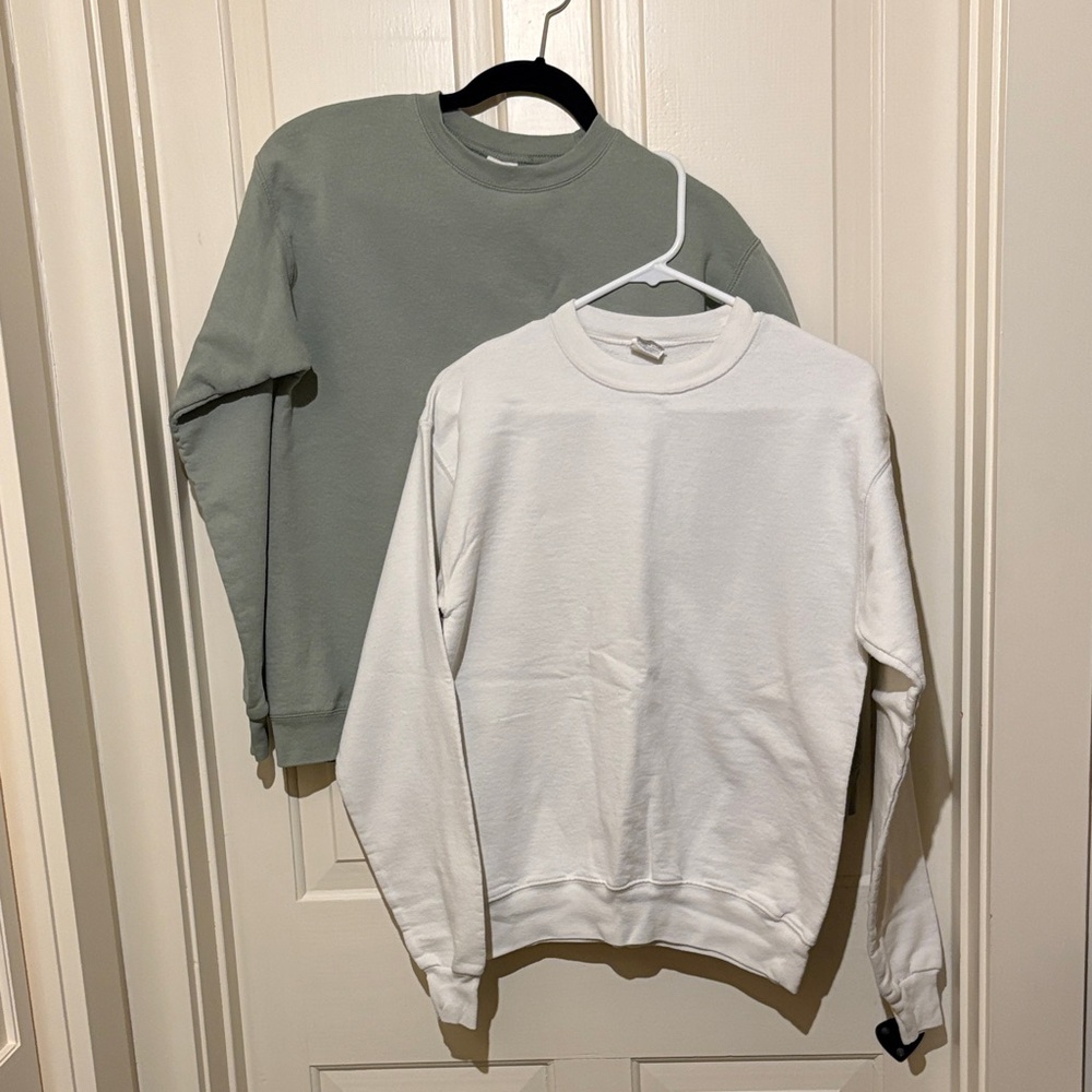 Set of 2 Hanes Men's Crewneck Sweater - White and Green